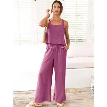 ANRABESS Women's Linen Summer Lounge Set Beach Vacation