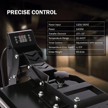 PowerPress 15x15 Heat Press Machine for Custom Apparel