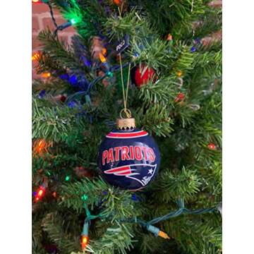 FOCO NFL Glass Ball Ornament - Limited Edition Christmas Ball Ornament - Show Your Team Spirit with Officially Licensed Fan Gear (New England Patriots)