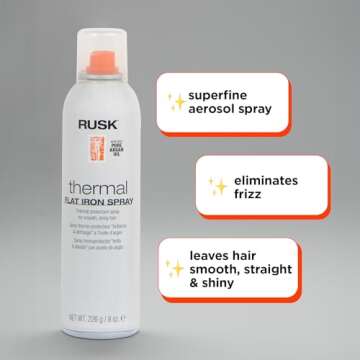 RUSK Designer Collection Thermal Flat Iron Spray with Argan Oil, Micro-Fine Spray, Eliminates Frizz,...