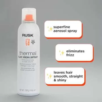 RUSK Designer Collection Thermal Flat Iron Spray with Argan Oil, Micro-Fine Spray, Eliminates Frizz,...