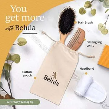 Premium Boar Bristle Hair Brush Set for Thick Hair