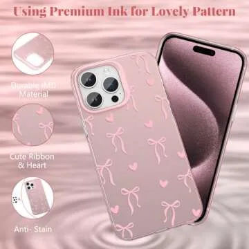 ZTOFERA Cute Pink iPhone 15 Pro Max Case for Women