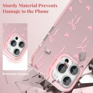 ZTOFERA Cute Pink iPhone 15 Pro Max Case for Women