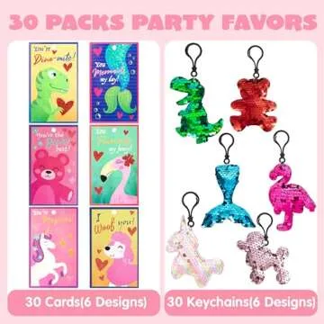 JOYIN 30 Pack Valentines Day Gift Cards with Keychains
