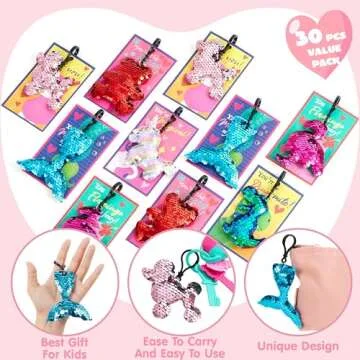 JOYIN 30 Pack Valentines Day Gift Cards with Keychains