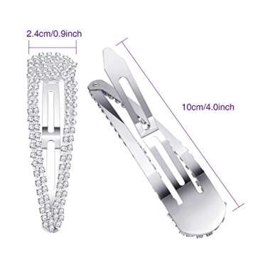 Geyoga 6 Pieces Rhinestone Snap Hair Clips - Elegant Wedding Accessories