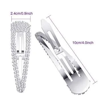 Geyoga 6 Pieces Rhinestone Snap Hair Clips - Elegant Wedding Accessories