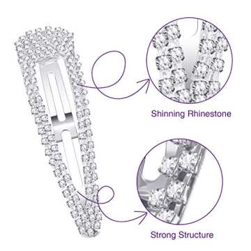 Geyoga 6 Pieces Rhinestone Hair Clips for Elegant Styles