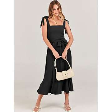 ANRABESS Women's Square Neck Ruffle Split Midi Elegant Formal Wedding Guest Cocktail Bridesmaid Grad...