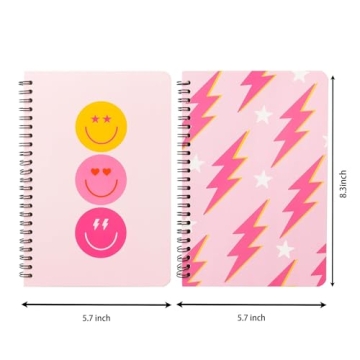 A5 Preppy Pink Spiral Notebooks for Teens Valentine Gift