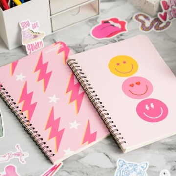 A5 Preppy Pink Spiral Notebooks for Teens Valentine Gift