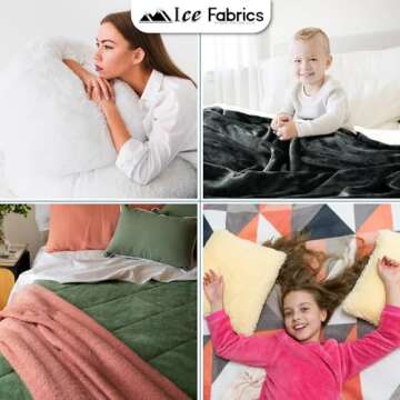 Ice Fabrics Solid Minky Fabric by The Yard - Soft, Smooth and Luxury 58/60" Extra Wide Minky Fabric for Blankets, Apparel, Baby Accessories, Throws, Pillows & More