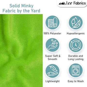 Ice Fabrics Solid Minky Fabric by The Yard - Soft, Smooth and Luxury 58/60" Extra Wide Minky Fabric for Blankets, Apparel, Baby Accessories, Throws, Pillows & More