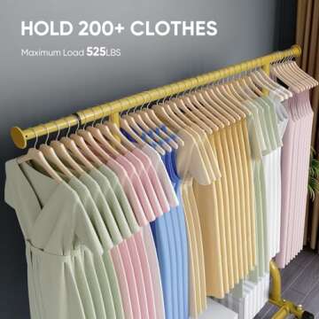 HOKEEPER Clothing Rack Gold Clothes Rack Heavy Duty Garment Rack for Hanging Clothes 525LBS Commerci...