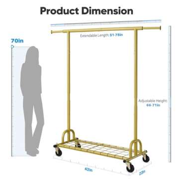 HOKEEPER Gold Clothes Rack Heavy Duty Garment Rack 525LBS