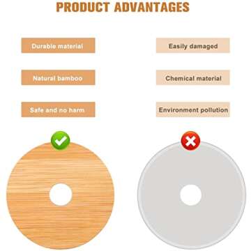 DOITOOL 16Pcs Bamboo Jar Lids with Straw Hole,Reusable Bamboo Lids for Beer Can Glass,Bamboo Mason Jar Lids with Straw Hole for Regular Mason Jar 70MM