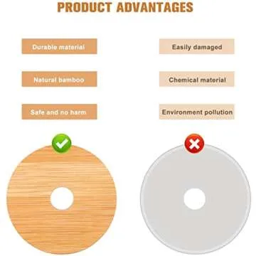 DOITOOL 16Pcs Bamboo Jar Lids with Straw Hole,Reusable Bamboo Lids for Beer Can Glass,Bamboo Mason Jar Lids with Straw Hole for Regular Mason Jar 70MM