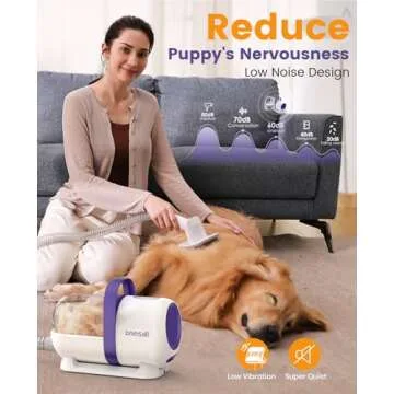 oneisall Dog Hair Vacuum & Dog Grooming Kit/Low Noise Dog Grooming Vacuum12kpa,Dog Vacuum for Shedding Grooming for Pet Hair&Home Cleaning