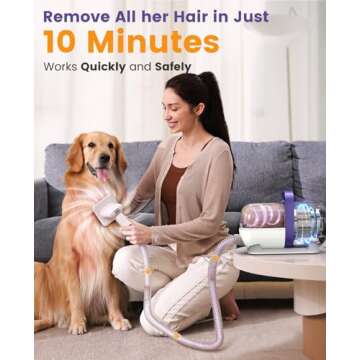 oneisall Dog Hair Vacuum & Dog Grooming Kit/Low Noise Dog Grooming Vacuum12kpa,Dog Vacuum for Shedding Grooming for Pet Hair&Home Cleaning
