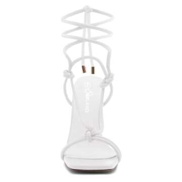 Shoe Land SL-Melody Women's Lace Up Heels Dressy Strappy Heels Square Open Toe Tie Up Stiletto High ...