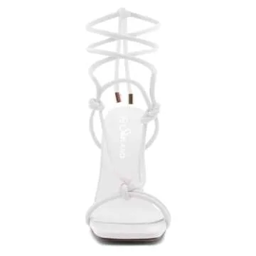 Shoe Land SL-Melody Women's Lace Up Heels Dressy Strappy Heels Square Open Toe Tie Up Stiletto High ...