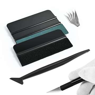 NEWISHTOOL Car Window Tint Installation Kit - Vinyl Wrap Tools With Felt Squeegee, Micro Squeegee, R...