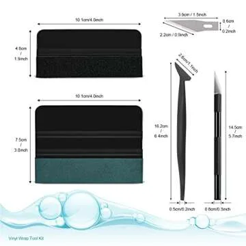 NEWISHTOOL Car Window Tint Installation Kit - Vinyl Wrap Tools With Felt Squeegee, Micro Squeegee, Razor Blade Knife