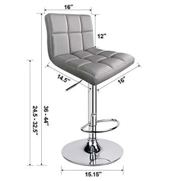 Leopard Bar Stools, Modern PU Leather Adjustable Swivel Classic Bar Stool with Back, Set of 3 (Light Grey)