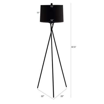 SAFAVIEH FLL4084A Lighting Collection Parsen Black Tripod 62-inch (LED Bulb Included) Floor Lamp