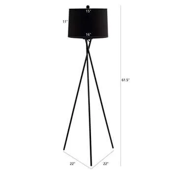 SAFAVIEH FLL4084A Lighting Collection Parsen Black Tripod 62-inch (LED Bulb Included) Floor Lamp