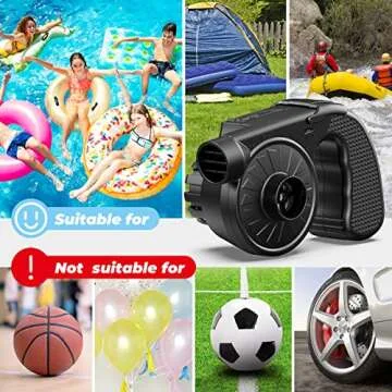 Dr.meter Portable Electric Air Mattress Pump, Rechargeable 4000mAh Battery Air Pump - Quick-Fill Air Inflator Deflator for Outdoor Camping Inflatable Bed Pool Boat Float Raft Swimming Rings Snow Tube