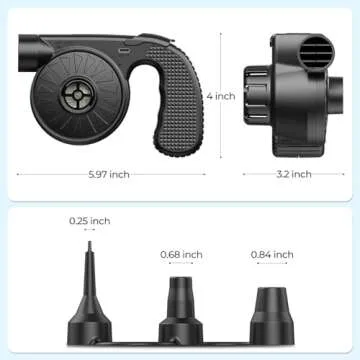 Dr.meter Portable Electric Air Mattress Pump, Rechargeable 4000mAh Battery Air Pump - Quick-Fill Air Inflator Deflator for Outdoor Camping Inflatable Bed Pool Boat Float Raft Swimming Rings Snow Tube