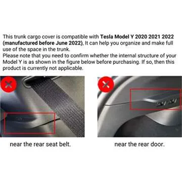 VIHIMAI Cargo Cover Accessories for Tesla Model Y 2020 2021 2022 (Manufactured before June 2022), Retractable Waterproof Rear Trunk Cargo Luggage Security Privacy Shade Cover Shield