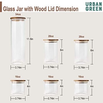 Urban Green Glass Jars with Wood Lids for Kitchen Storage