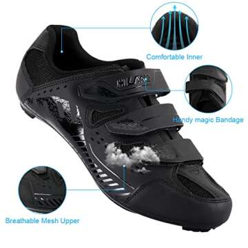 HH HILAND Unisex Wide Cycling Shoes Compatible with Delta/SPD Cleats-3 Straps-Clip in Road/Mountain/...