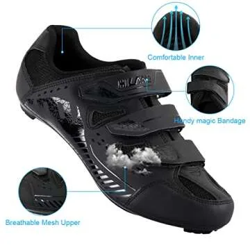 HH HILAND Unisex Wide Cycling Shoes Compatible with Delta/SPD Cleats-3 Straps-Clip in Road/Mountain/...