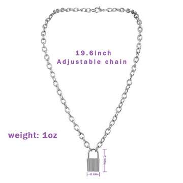 Qiuseadu Silver Lock Pendant Necklace for Stylish Women