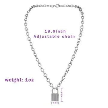 Qiuseadu Silver Lock Pendant Necklace for Stylish Women