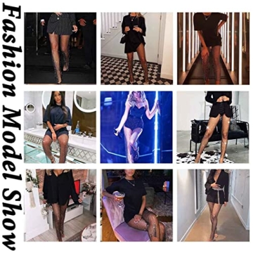 Yokawe Sparkly Rhinestone Mesh Pants for Parties and Festivals