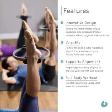 Balanced Body Ultra-Fit Circle Mini, Pilates Ring Resistance Trainer, Upper-Body and Leg Workout Equipment, Leg Exercise Equipment, Pilates Equipment for Home or Studio Use, 12-Inch Diameter