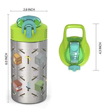 Zak Designs Minecraft Kids Water Bottle - Fun & Functional 15.5oz