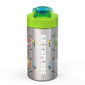 Zak Designs Minecraft Kids Water Bottle - Fun & Functional 15.5oz