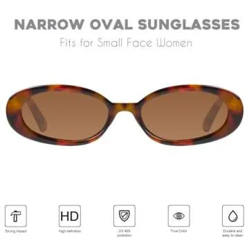 mosanana Retro Oval Sunglasses for Women 90s Small Trendy Fashion Vintage Narrow Tiny Cute Sun Glass...