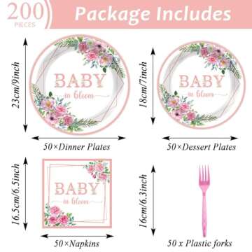 gisgfim 50 Guests Baby in Bloom Baby Shower Decorations Party Decorations Plates Napkins Baby In Blo...