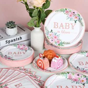 Colorful Baby Shower Supplies - Baby in Bloom Set