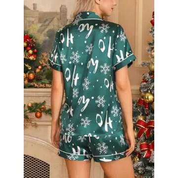 Silk Satin Green PJs Set for Women Christmas Pajamas