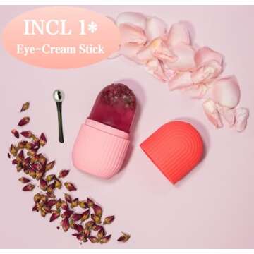 NOVOVIDA Ice Roller for Face, Ice Cube Facial Roller Massager, Reusable Silicone Face/Neck Ice Mold for Naturally Skin Care, De-Puff Eye Bags, Reduce Migraine Pain