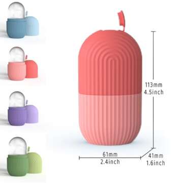 NOVOVIDA Ice Roller for Face, Ice Cube Facial Roller Massager, Reusable Silicone Face/Neck Ice Mold for Naturally Skin Care, De-Puff Eye Bags, Reduce Migraine Pain