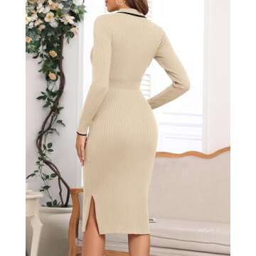 V FOR CITY Maternity Sweater Dress Spring Collared Ribbed Bodycon Maxi Midi Pregnancy Photoshoot Bab...